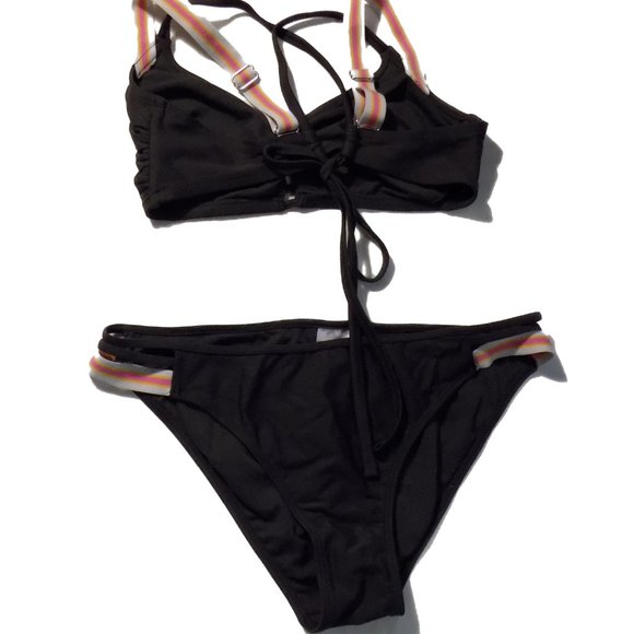 Exhilaration Gray Bikini w/ Pink, Yellow, White - Picture 2 of 2